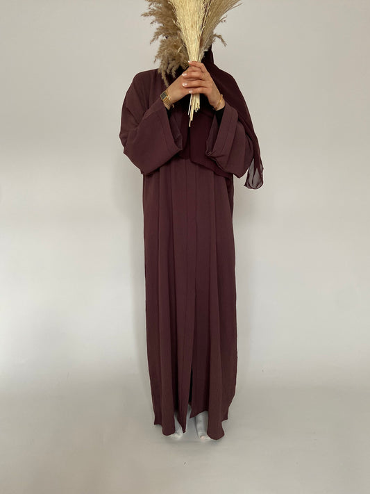 Mauve Soft Crinkled NOUR Abaya