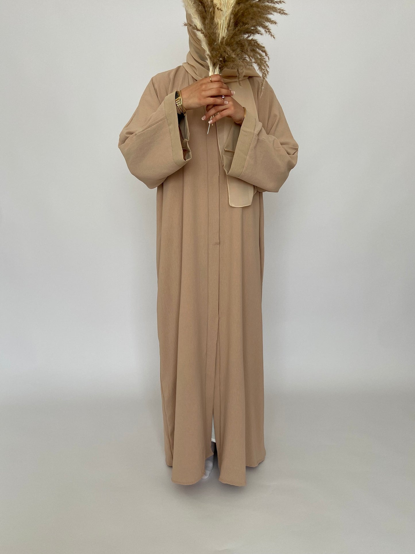 Nude Soft Crinkled NOUR Abaya