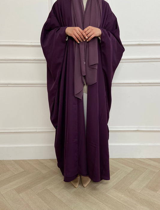 Batwing Seam Open Abaya | Purple