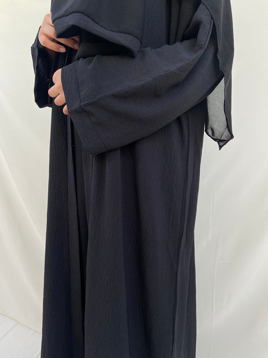 Black Soft Crinkled NOUR Abaya