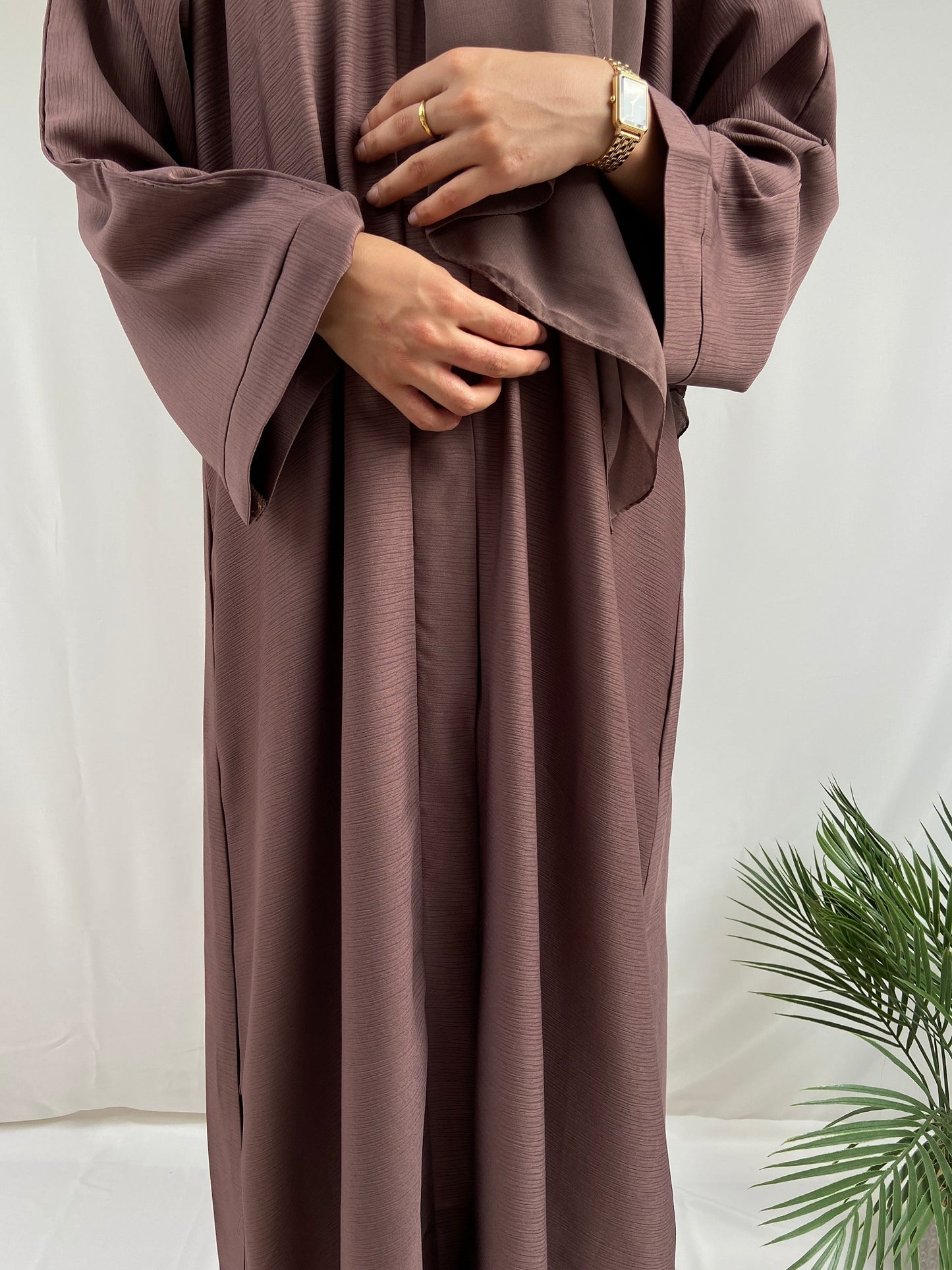 Brown Textured NOUR Abaya