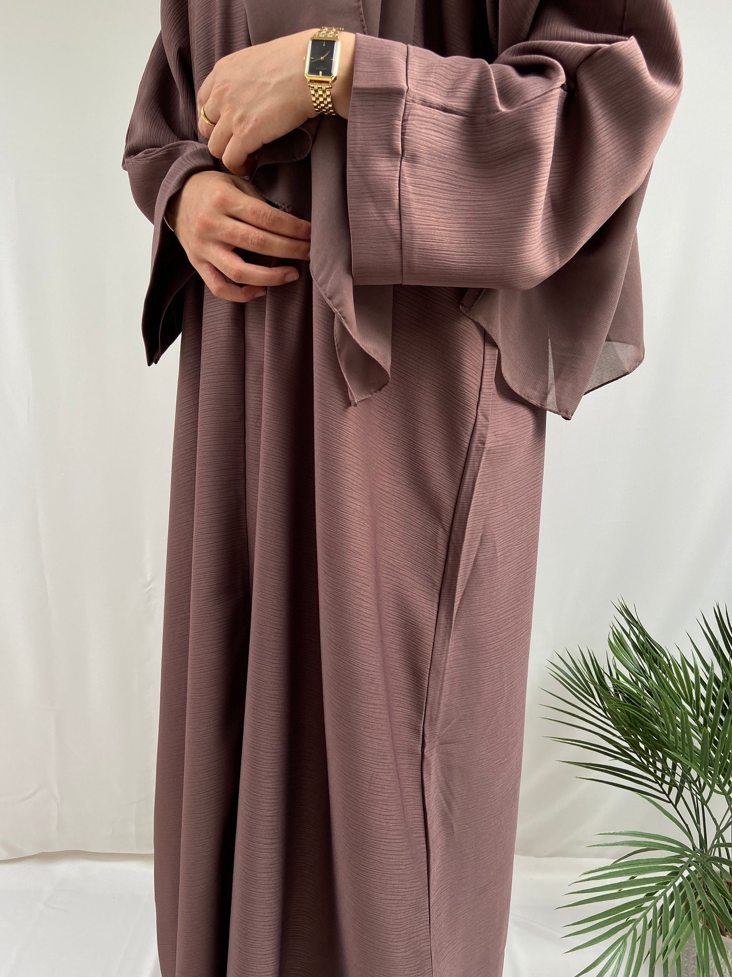 Brown Textured NOUR Abaya