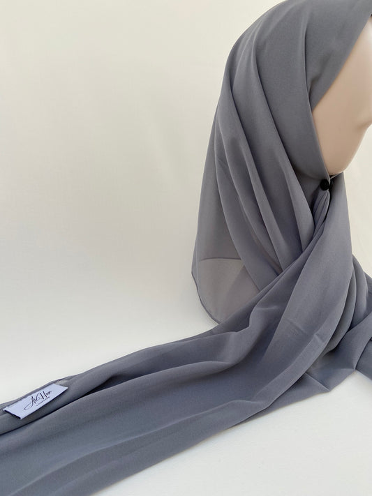 Dark Grey Premium Chiffon Hijab